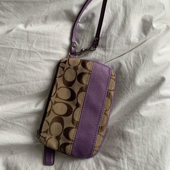 Purple brown coach wristlet - Picture 1 of 1
